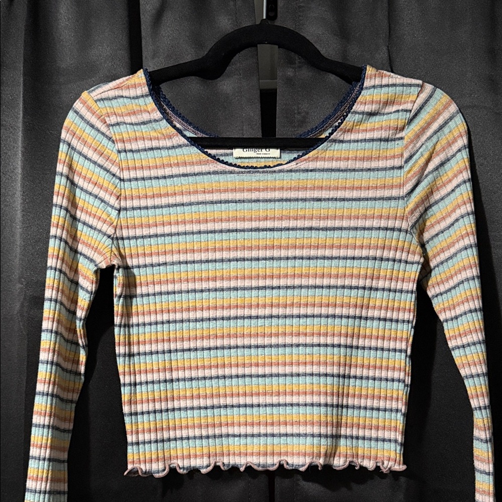 Colorful Pastel Striped Long Sleeve Top